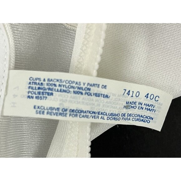 Vintage Simply Basic Padded Bra 40C White Nylon Cross Over Adjustable Strap NWT - Picture 6 of 7